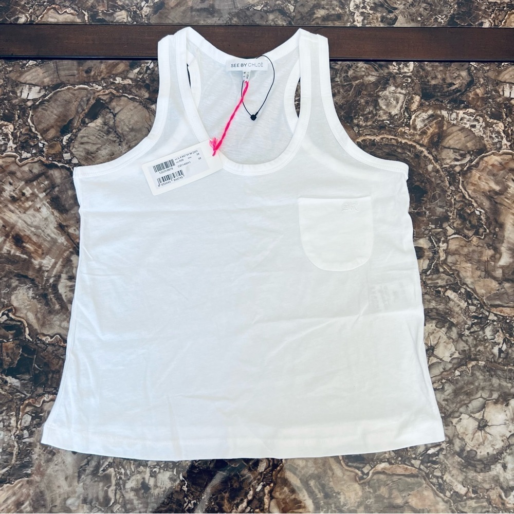 See by Chloe White Sleeveless/Tank Shirt Top size 38 USA 2 Small - Picture 2 of 16